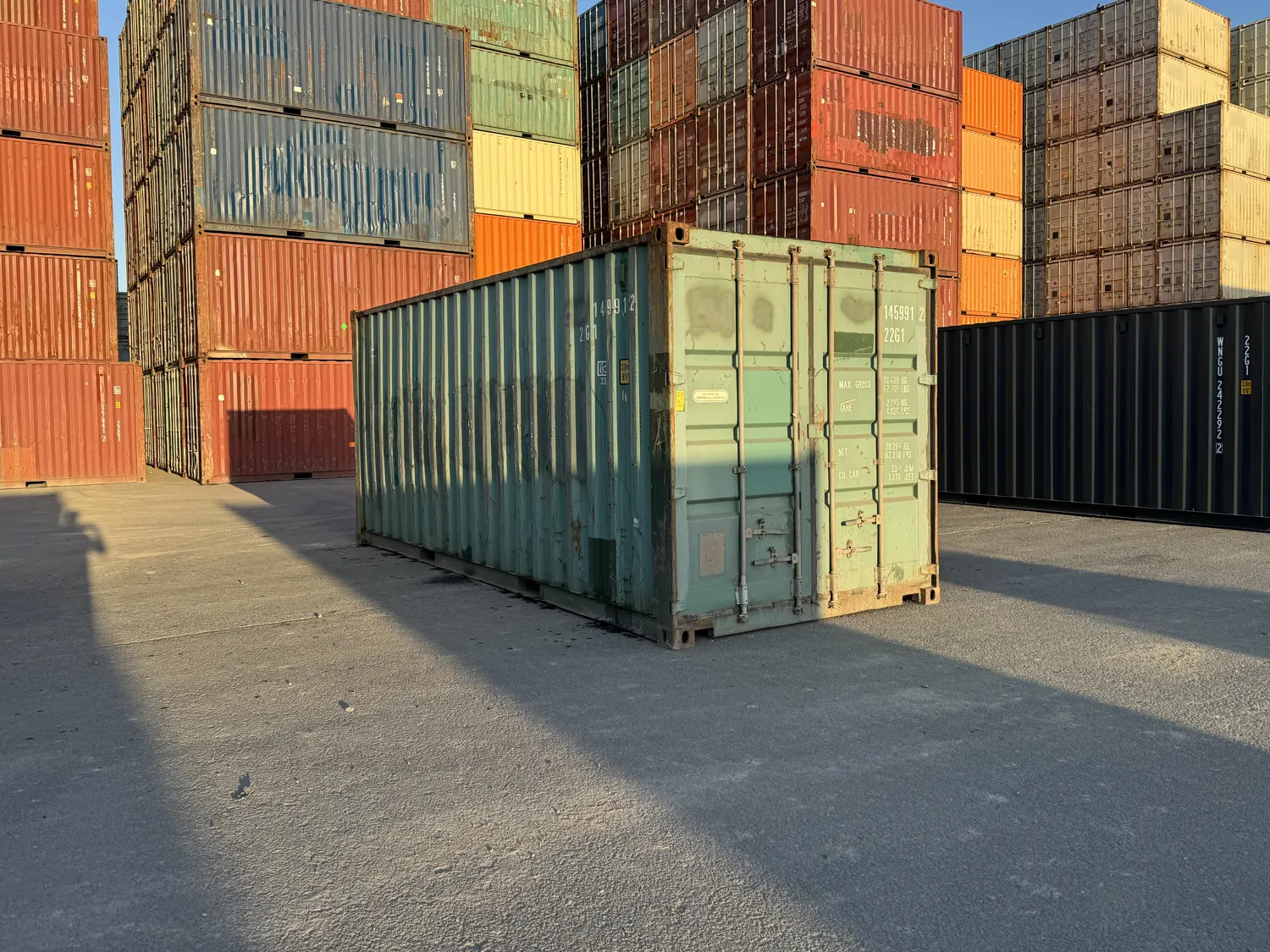 Used shipping container inspected door-to-floor before delivery